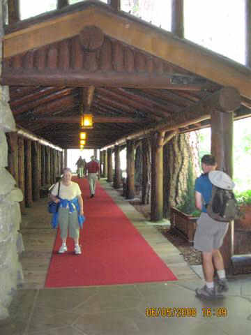 Ahwahnee Hotel entrance with Liz
