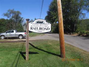 Sandy River & Rangely Lake Railroad sign