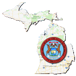 Google map of Michigan with state seal