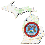 Google map of Michigan with state seal