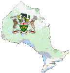 Google map of Ontario, Canada with coat of arms