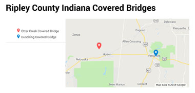 Google Map Ripley County covered bridges