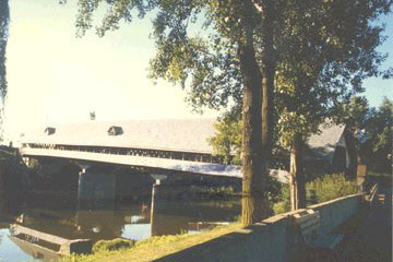 Holz-Brucke Bridge Saginaw County, Michigan Foot bridge at Zehnder's Restaurant, Photo by C. M. Nagengast, 7/85