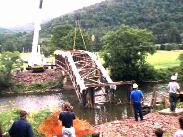 Hamden Covered Bridge breaks during move