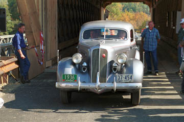 North Hartland Bridge Opening - The first car to officially cross the bridge is Bruce Dowd's 1936 Studebaker