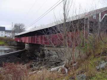 Haverhill-Bath Covered Bridge fire damage Photo submitted by Sean T. James 8-14-02