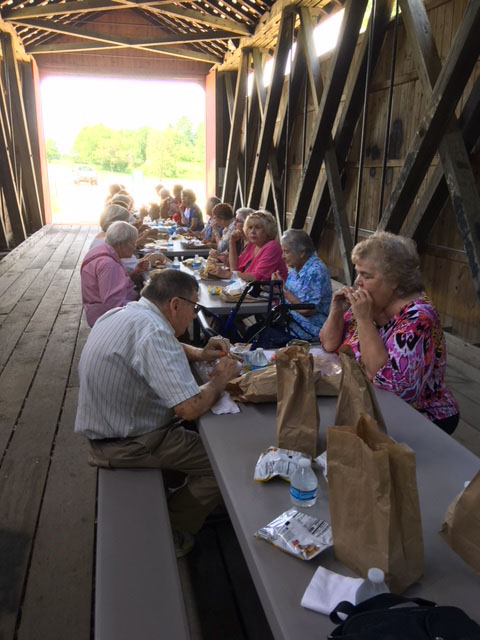 Smock ministries lunch at the Ceylon Covered Bridge