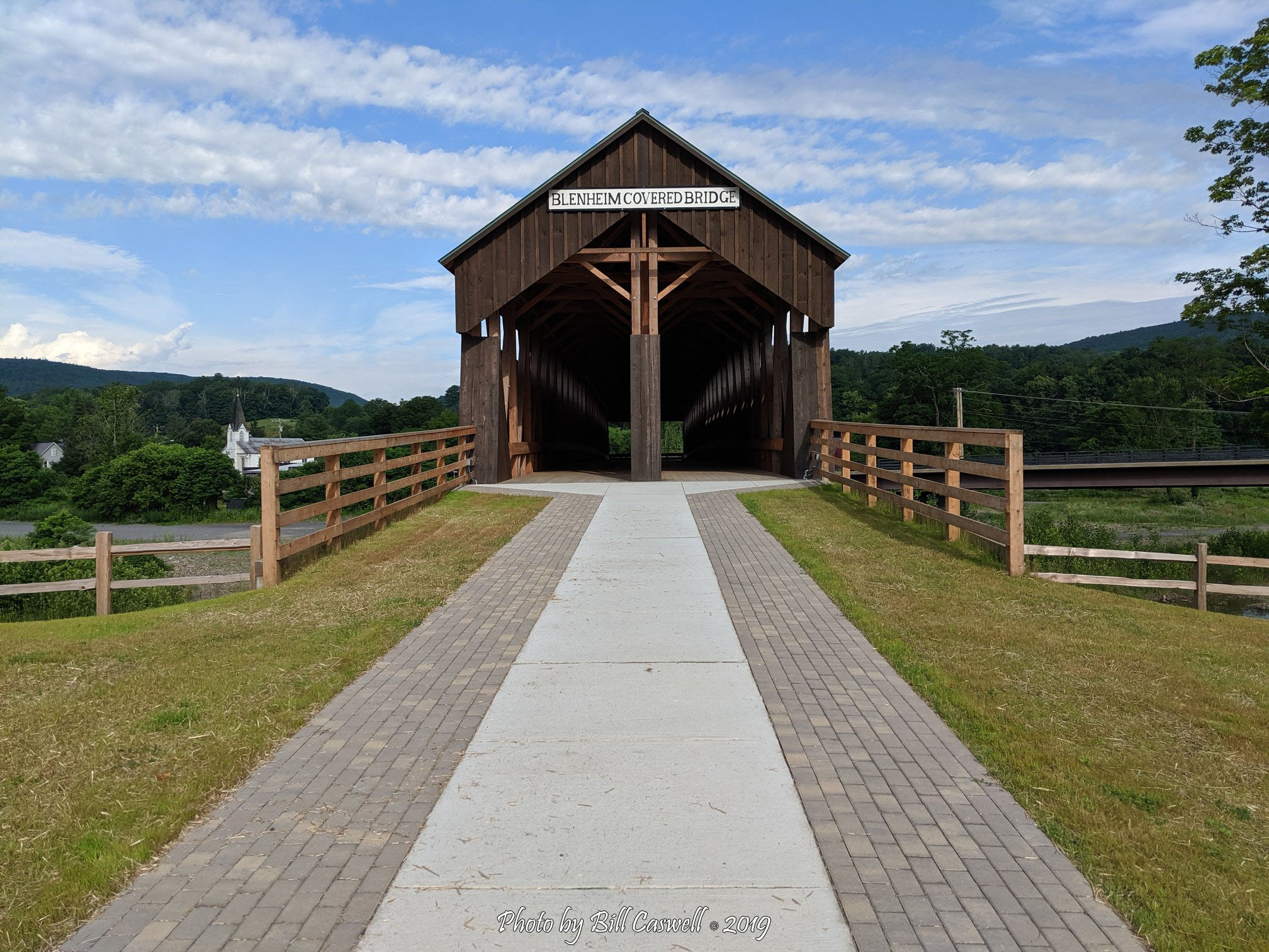 Original Historical Marker and the new Blenheim Covered Bridge