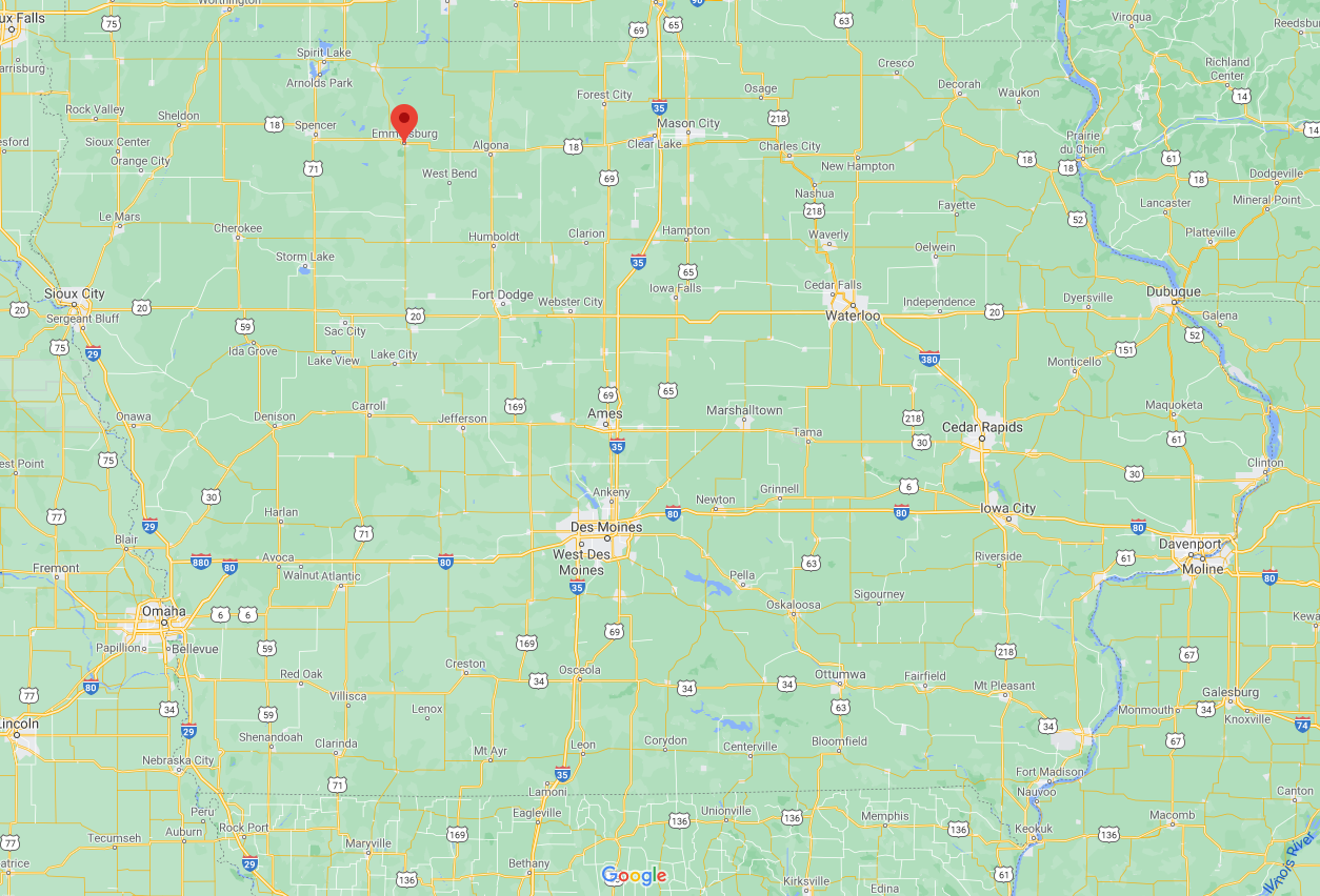 Google map of Iowa