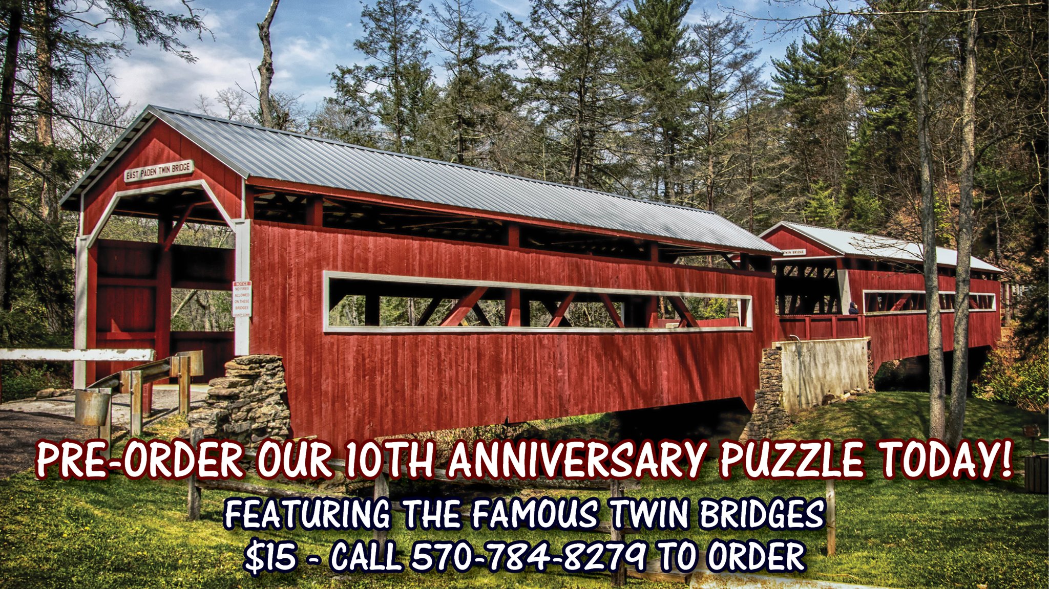 10th Anniversary Covered Bridge Columbia County Pennsylvania puzzle sale