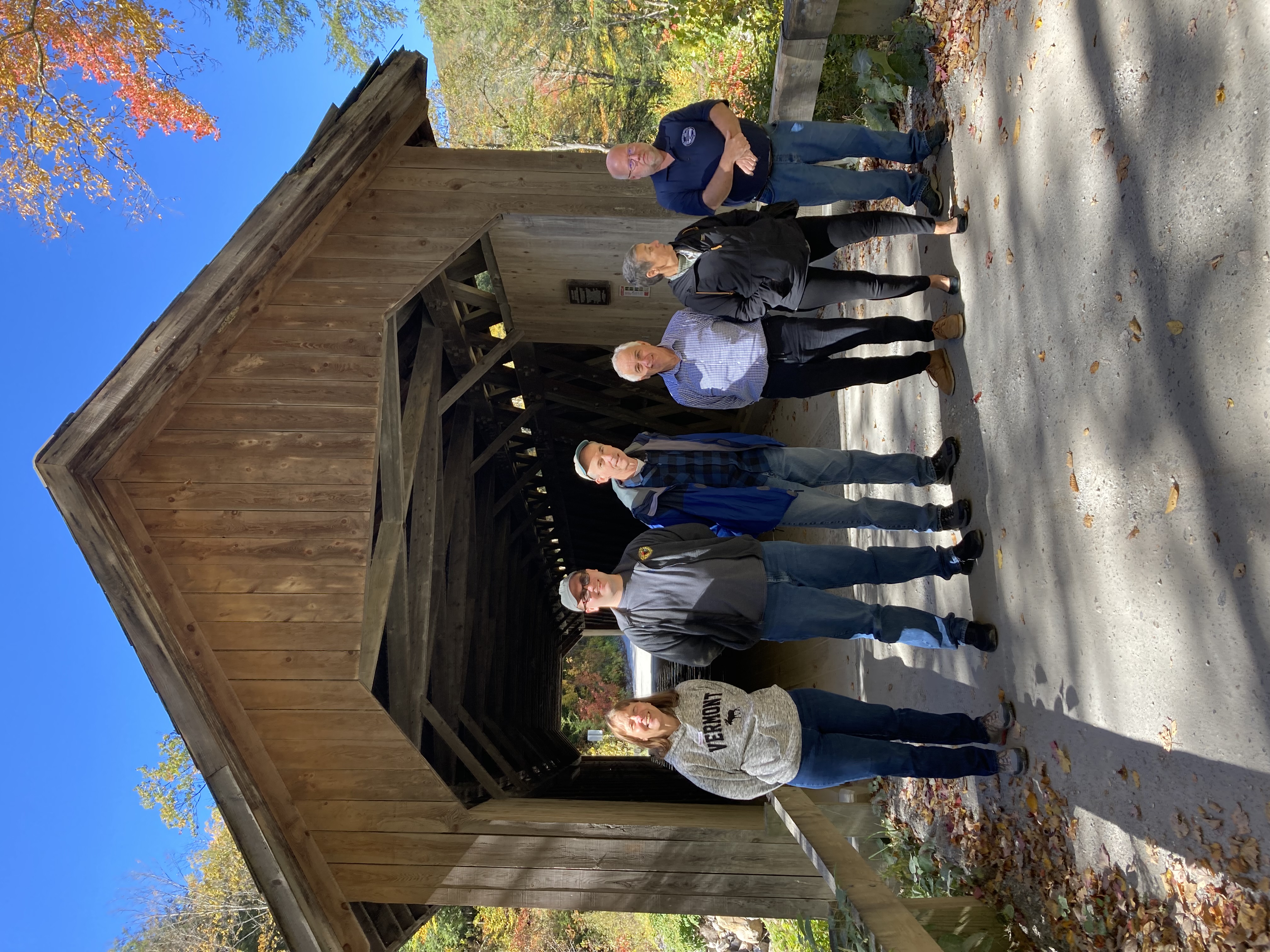 Covered bridge stop at the Brown Covered Bridge Shrewsbury, Vermont